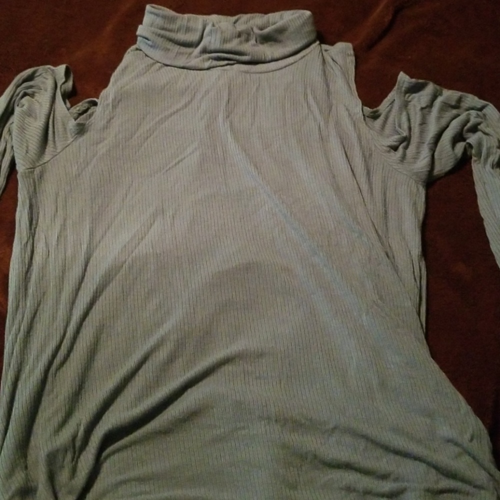 Cold shoulder turtleneck shirt